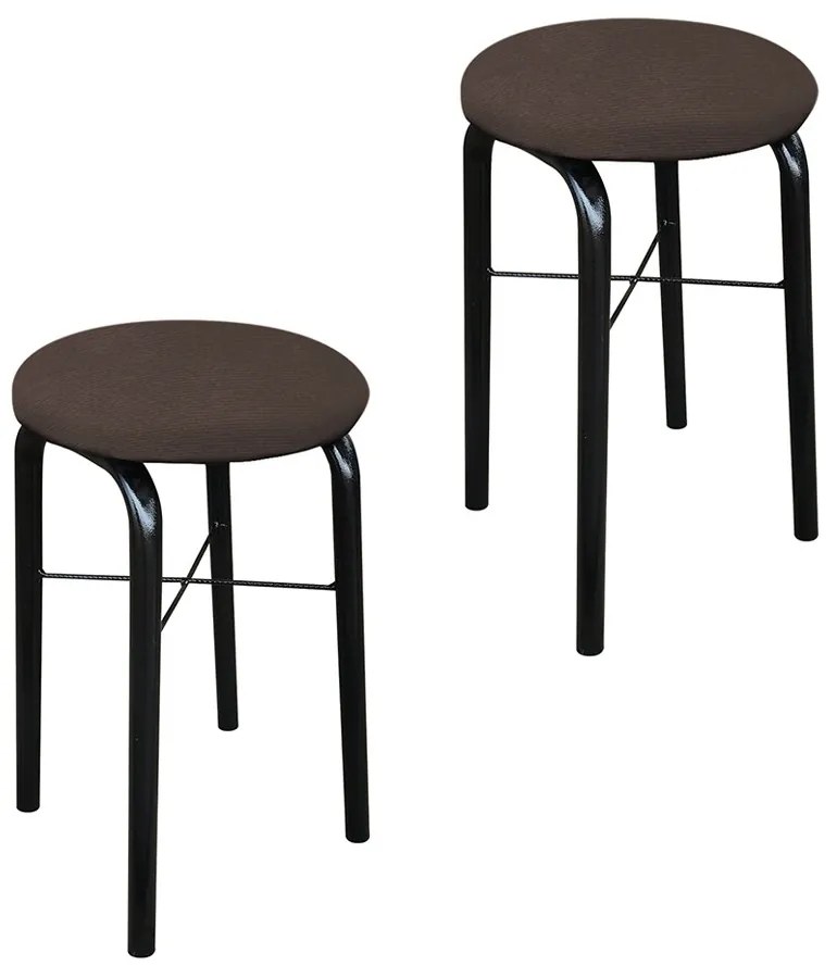 Kit 02 Banquetas Baixa Manu Suede Marrom