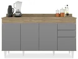 Balcão Gabinete para pia com Tampo 150cm Marrocos Castanho/Cinza - Lum