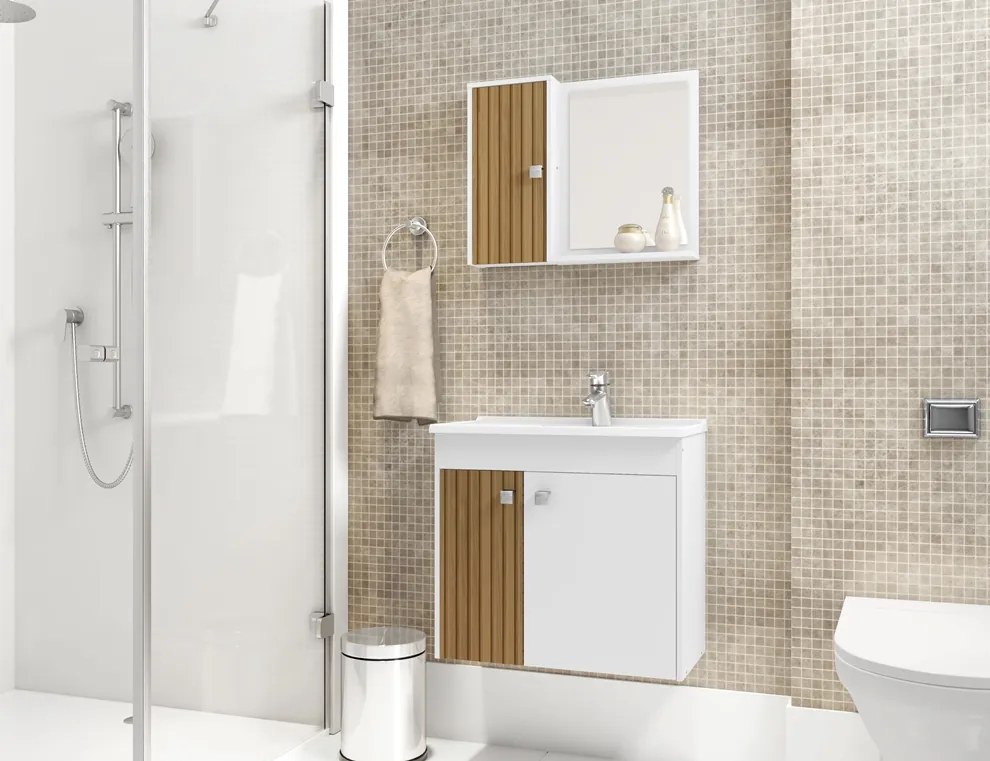 Conjunto Para Banheiro Munique Branco Ripado – Bechara Móveis