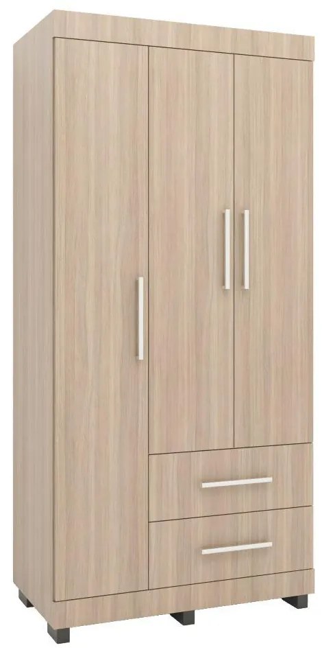Roupeiro Guarda Roupa Alto 3 Portas 2 Gavetas Marrom Montana