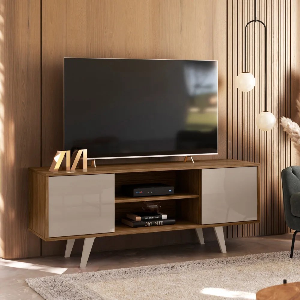 Rack TV 50 Pol 136cm Bancada para Sala Korelli M20 - D'Rossi - Fendi e Naturale