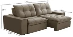 Sofá Retrátil Reclinável 3 Lugares 210cm Argon F05 Veludo Castor - Mpo