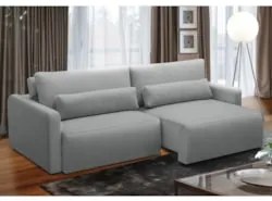 Sofá Retrátil Reclinável 240cm Sinna F05 Linho Cinza - Mpozenato