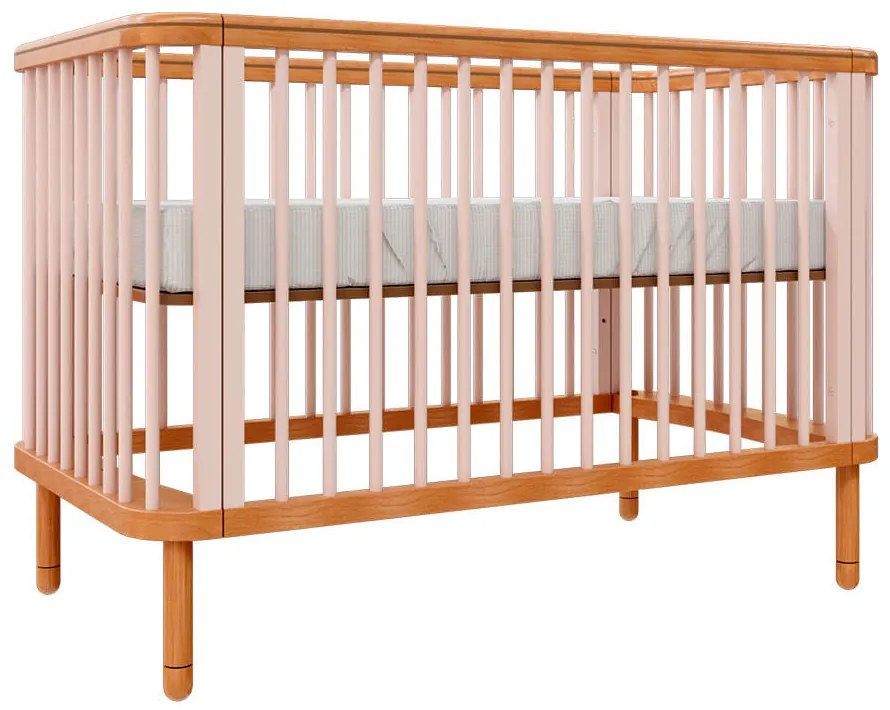 Berço Evolutivo Joy 3 em 1 Pés Madeira - Rosa Old