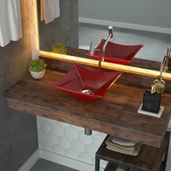 Cuba Pia de Apoio para Banheiro Quadrada Luxo 30 C08 Vermelho - Mpozen