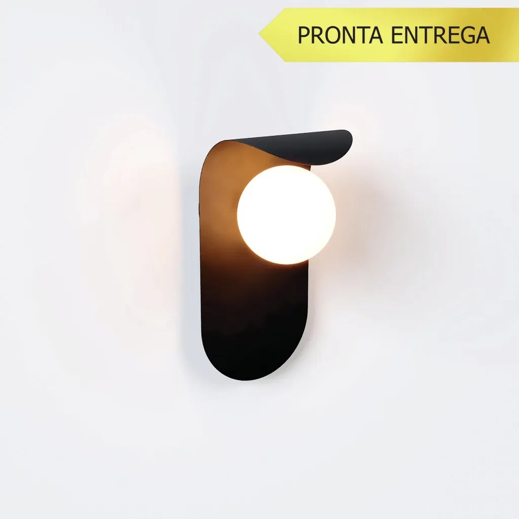 Arandela Wave 14X14X28Cm Aluminio E Globo Ø10Cm Rosca 01Xg9 - Qimporta... (PRATA)