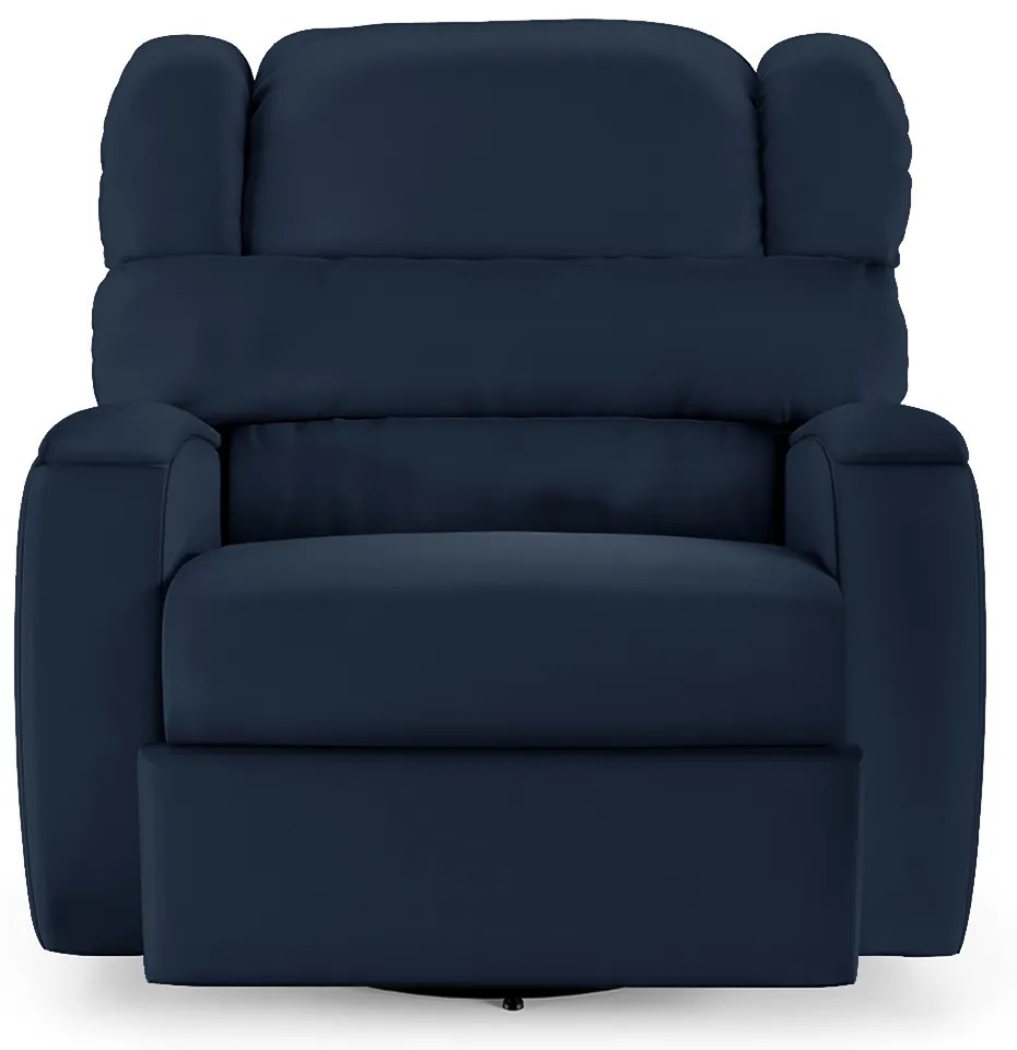 Poltrona do Papai Sala de Cinema Reclinável Kylie Glider Manual Giratória USB PU Azul G23