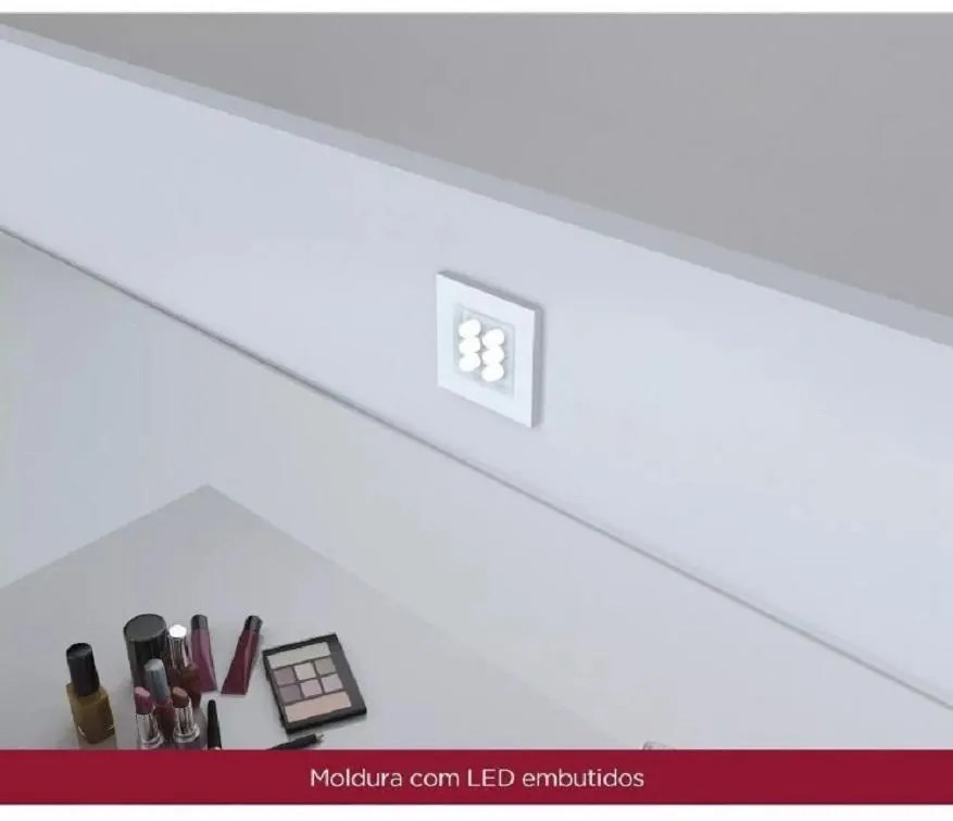 Penteadeira Camarin Led Com Espelho 1 Porta 4 Gavetas