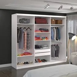 Guarda Roupa Casal 264cm 3 Portas de Correr 1 Espelho Winter F04 Branc