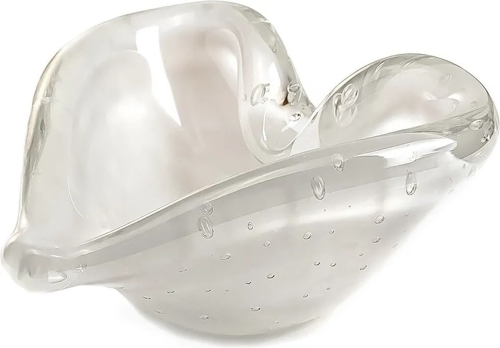 Coração Porta Objetos em Murano - Quartzo Pérola  Quartzo Pérola