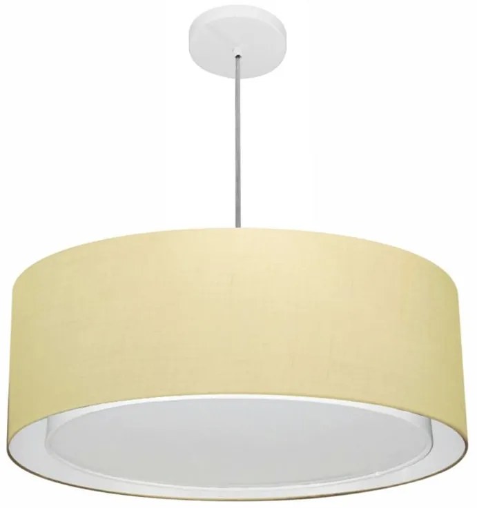 Lustre Pendente Cilíndrico Duplo Vivare Md-4297 Cúpula em Tecido 60x25cm - Bivolt