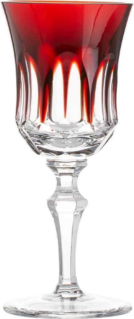 Taça de Cristal Lapidado Artesanal p/ Licor 70ml Vermelho - 55