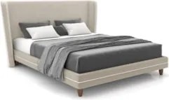 Cama Queen 160cm Com Cabeceira Many Z37 Veludo Bege - Mpozenato