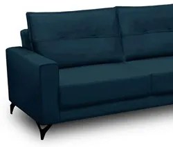 Sofá 4 Lugares com Chaise Direito 265cm Soreh F05 Veludo Azul - Mpozen