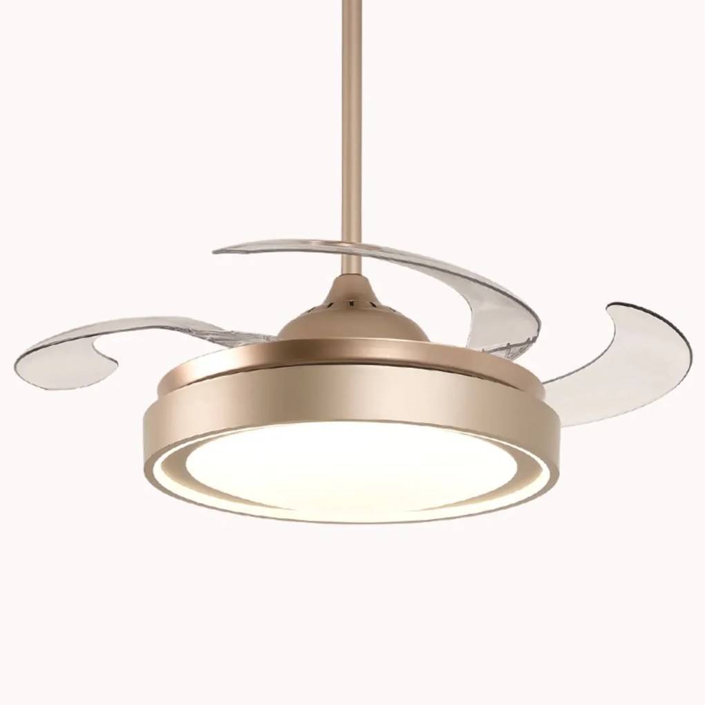 Ventilador De Teto Air Gold Dourado Pás Retrátil Led 30W Multicolor Bi...