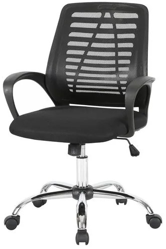 Cadeira Office Lenox Tela Preta Base Cromada - 58456 Sun House