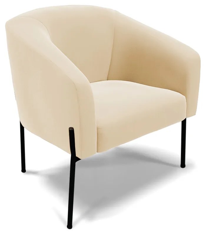 Poltrona Sala Decorativa Pé de Ferro Preto Stella Suede Bege D03 - D'Rossi