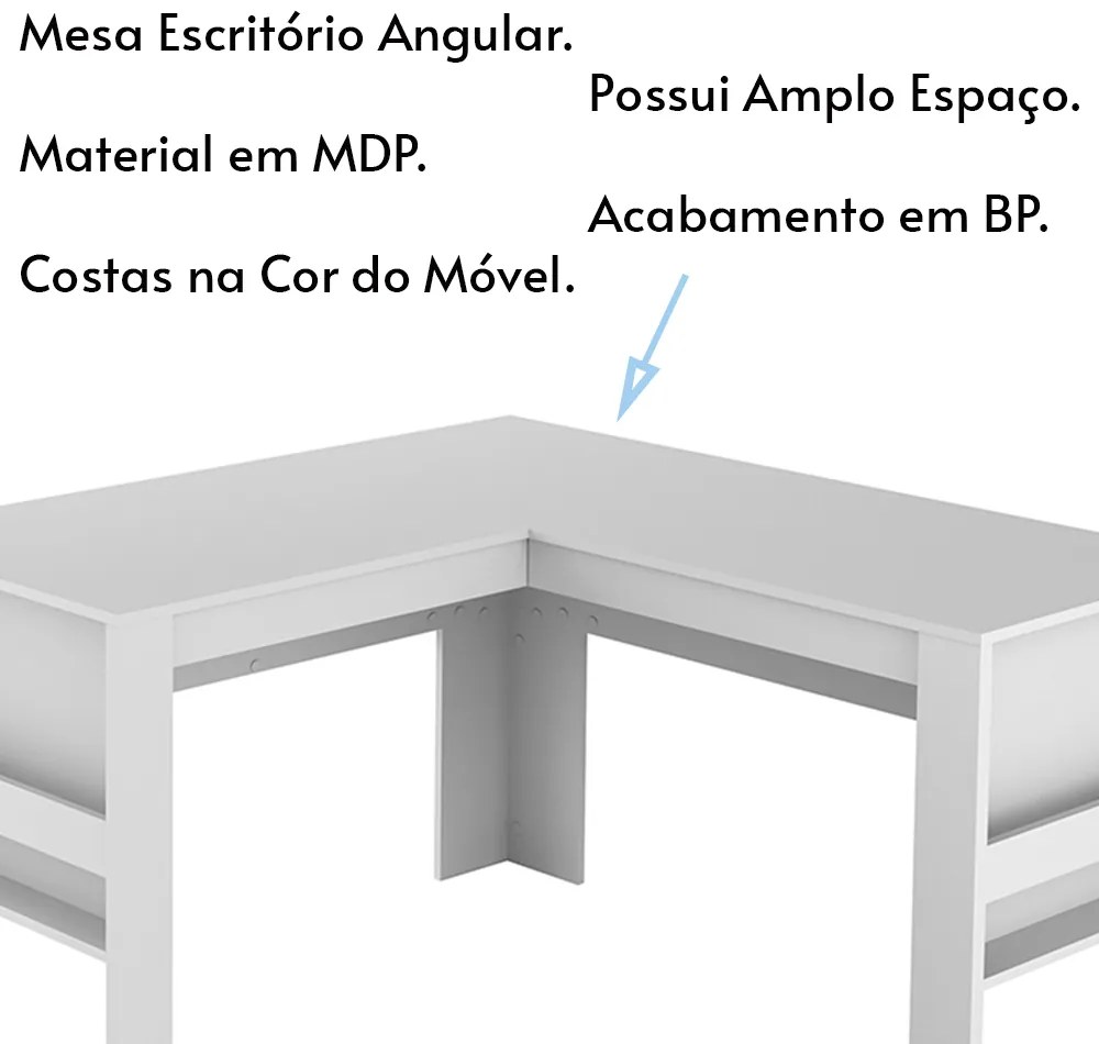 Mesa Angular para Escritório Home Office ME4145 MDP Branco G69 - Gran Belo