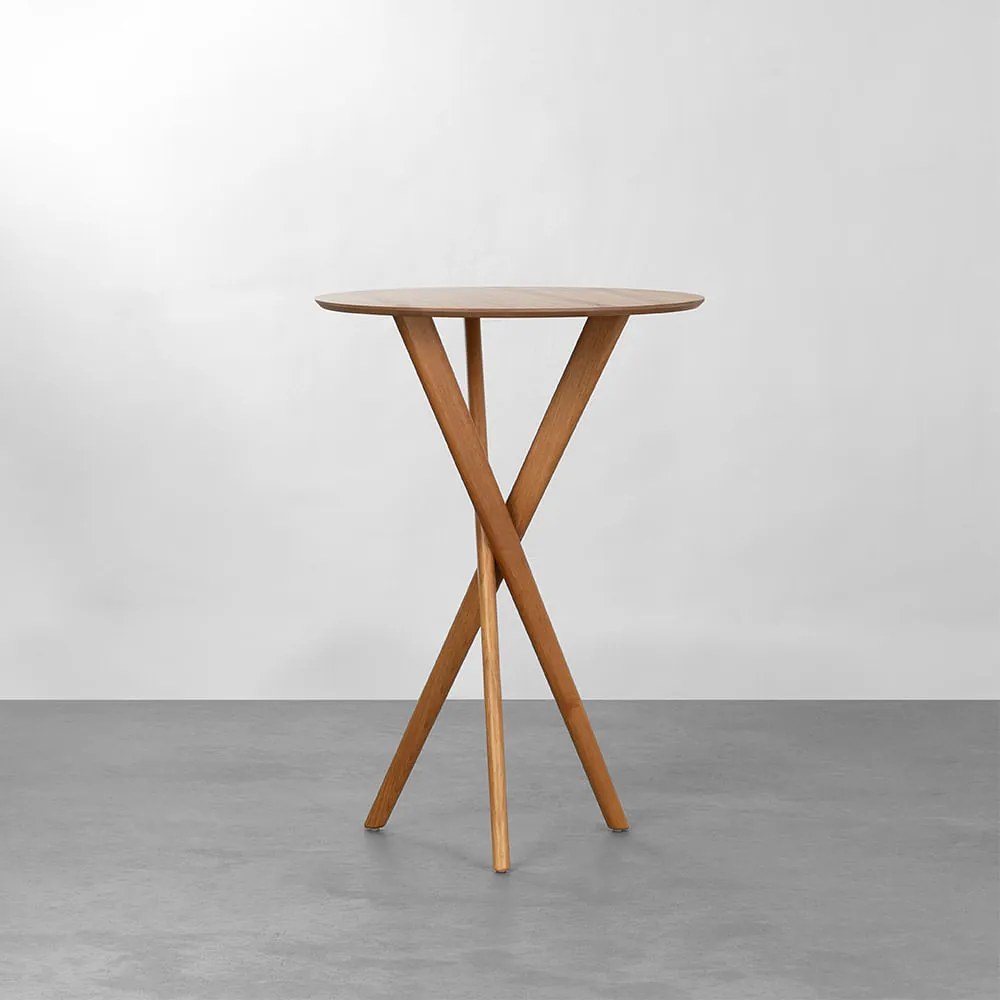 Mesa Alta Thai Redonda - 70cm - Mesa Alta Thai Redonda Cinamomo - 70cm