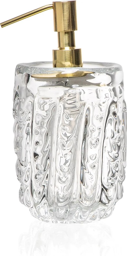 Porta Sabonete Líquido Murano Riviera M - Metal Dourado  Cristal Transparente
