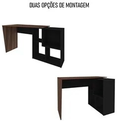 Mesa Escrivaninha 2 em 1 com Nichos Arbo A06 Ipê/Preto - Mpozenato