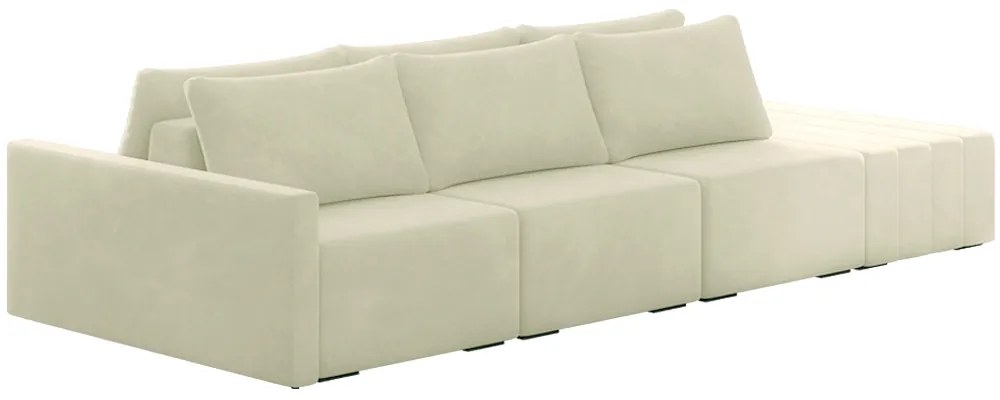 Sofá Ilha Modulado Milos 342cm Puff Lateral Veludo Bege G33 - Gran Belo