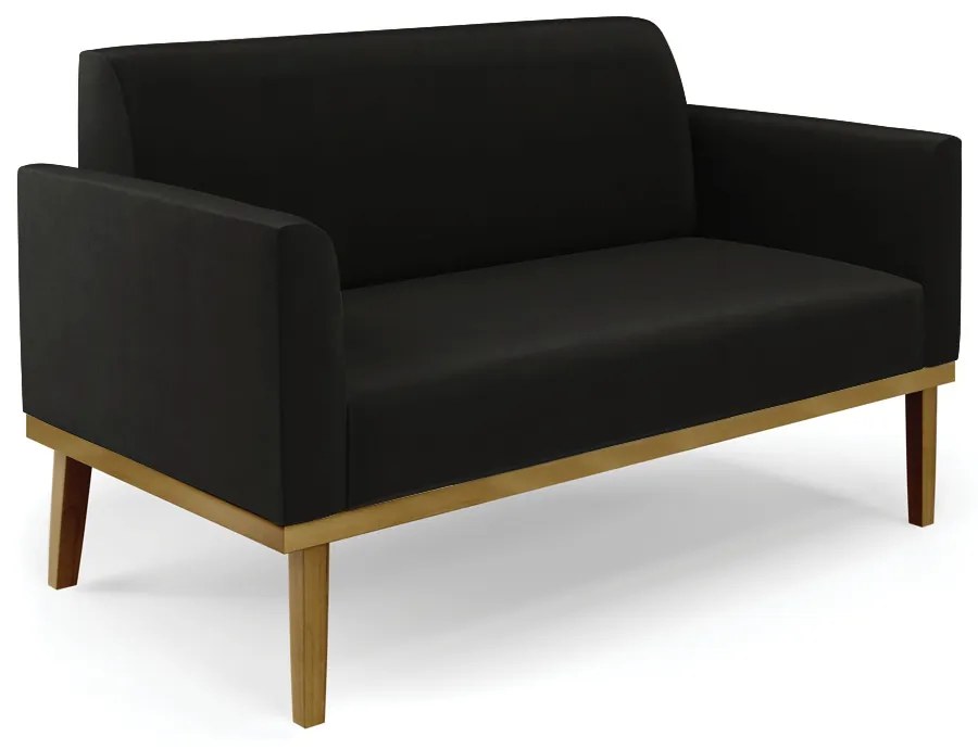 Sofá 2 Lugares Namoradeira Marisa Base Madeira Castanho Suede D03 - D'Rossi - Preto