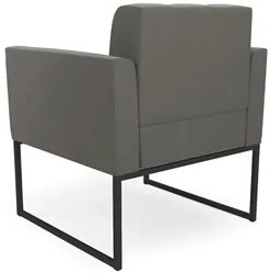 Sofá Namoradeira e 2 Poltronas Base Industrial Preto Ana Suede Grafite