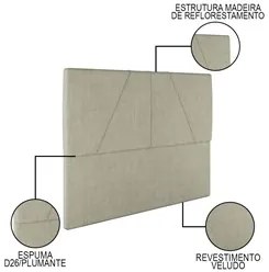 Cama Casal Queen com Cabeceira 165cm Pés Metálicos Elisa S05 Veludo Be
