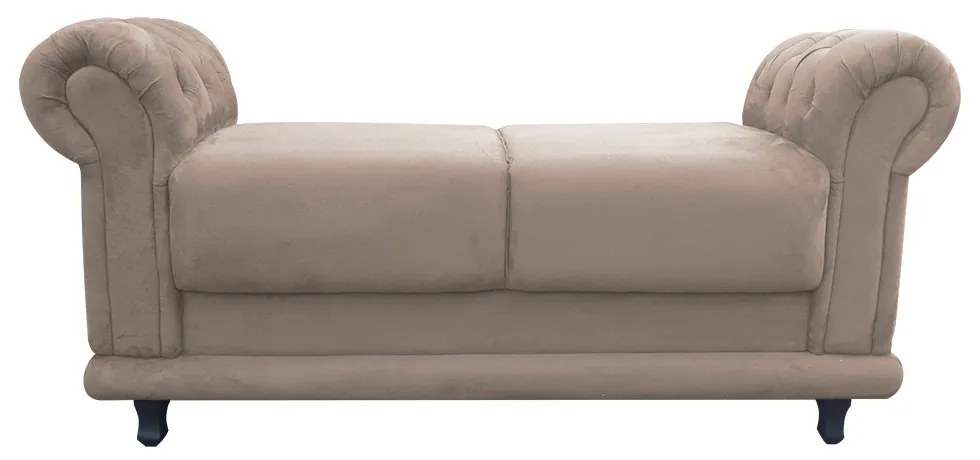 Recamier Barcelona Namoradeira Calçadeira Suede Bege com strass D'Rossi