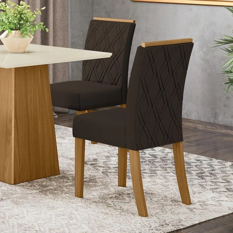 Kit Conjunto 2 Cadeiras Vita Sala de Jantar Nature Marrom