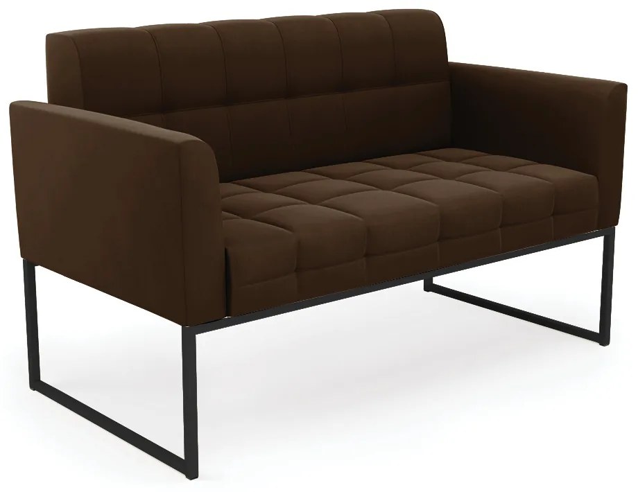 Sofá Namoradeira Elisa Suede Base Metálica Industrial Preto - D'Rossi - Marrom
