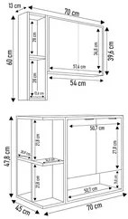 Gabinete de Banheiro com Cuba e Espelheira Lizzi B02 Branco/Naturalle