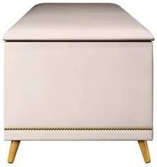 Calçadeira Baú Queen 160cm com Tachas Imperial Veludo J02 Bege - Mpoze