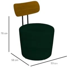 Kit 2 Poltronas Decorativas Redondas 53cm Le Moon Z32 Veludo Verde - M