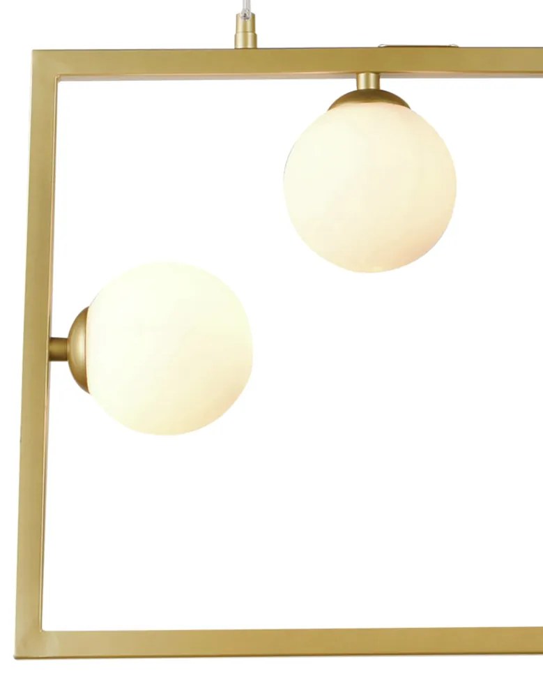 Pendente Balanço 35X45Cm 3Xg9 Retangular Horizontal Metal Dourado Vidr...