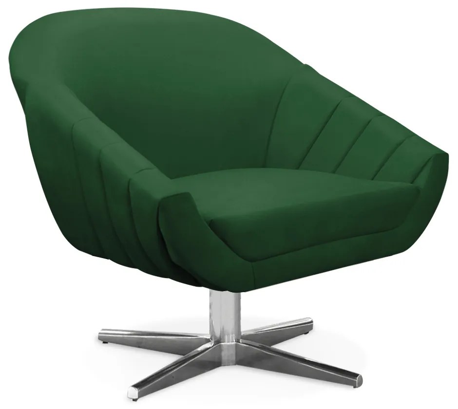 Kit 01 Namoradeira 02 Lugares e 02 Poltronas Giratória Giovana Suede Base Cromada - D'Rossi - Verde