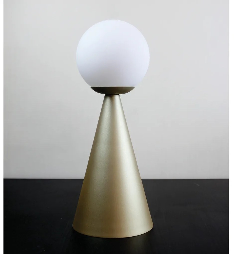 Abajur Ludo Ø15,5X39,6Cm 1Xg9 Alumínio E Globo Ø14Cm Fosco - Usina 251... (OV-V - Ouro Velho Escovado Verniz)