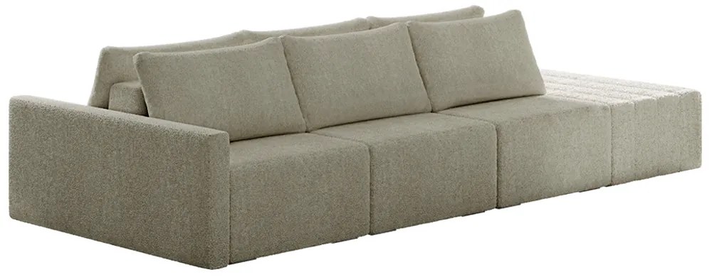 Sofá Ilha Modulado Milos 312cm Puff Lateral Bouclê Bege G33 - Gran Belo