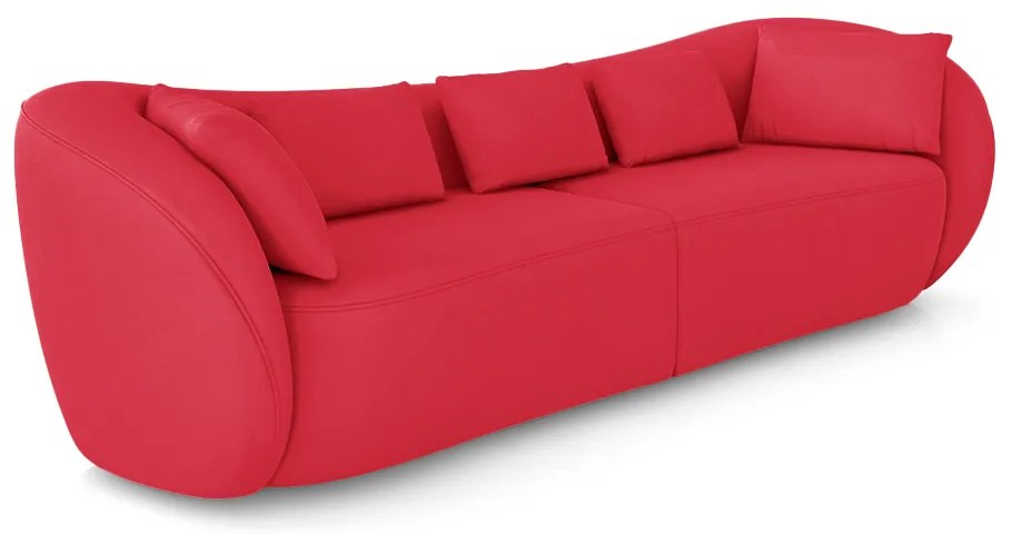 Sofá Bipartido Sala de Estar Diamond 252cm com Almofadas Soltas Veludo Vermelho G52 - Gran Belo