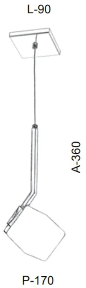 Pendente Golf Vidro Quadrado 09X36X17Cm Metal E Cubo 01Xg9 | Old Artis... (GRAFITE / COBRE FOSCO, FOSCO (BRANCO))