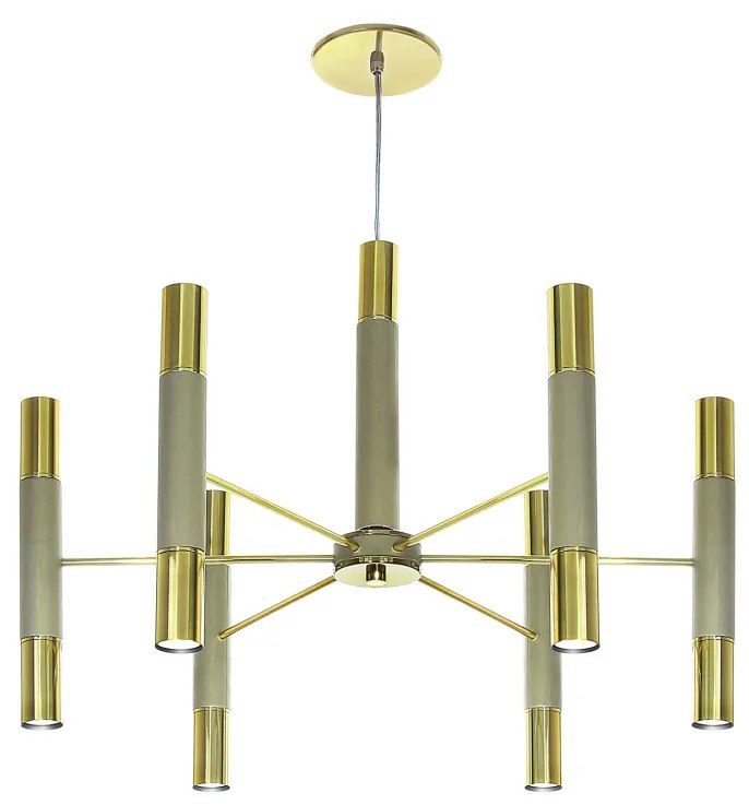 Pendente Flash Ø64X50Cm Tubo Facho Duplo Metal Aluminio 12Xmr11 Gu10 -... (ROSE FOSCO)