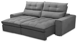 Sofá Retrátil Reclinável 3 Lugares 230cm Damy F05 Veludo Cinza - Mpoze