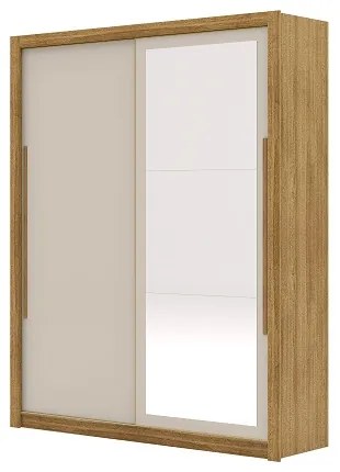 Guarda Roupa Com Espelho Dubai 2 Portas De Correr Nature/Fendi - Vila Rica Móveis