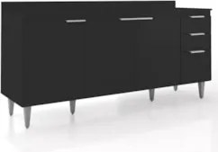 Balcão de Cozinha Com Tampo 180cm Pérola Preto Z34          - Mpozenat