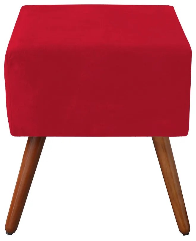 Puff Decorativo Quadrado Malu com Pés Palito Suede Vermelho