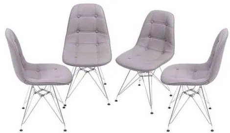 Kit com 4 Cadeiras Eames Botone Fendi Base Cromada - 64651 Sun House