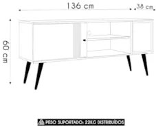 Rack Bancada Para TV 55 Pol 136cm Romeo Off/Nature Z49 - Mpozenato