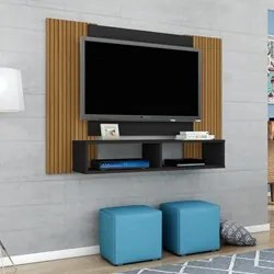 Painel Suspenso Para TV Até 48 Polegadas Navi Preto Fosco/Ripado - Bec