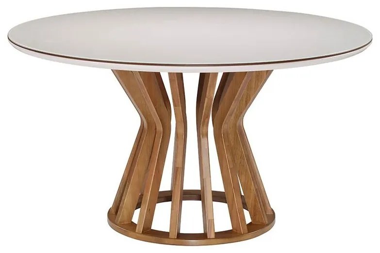 Mesa de Jantar Redonda com Vidro 140 cm Fabas - DT 55227